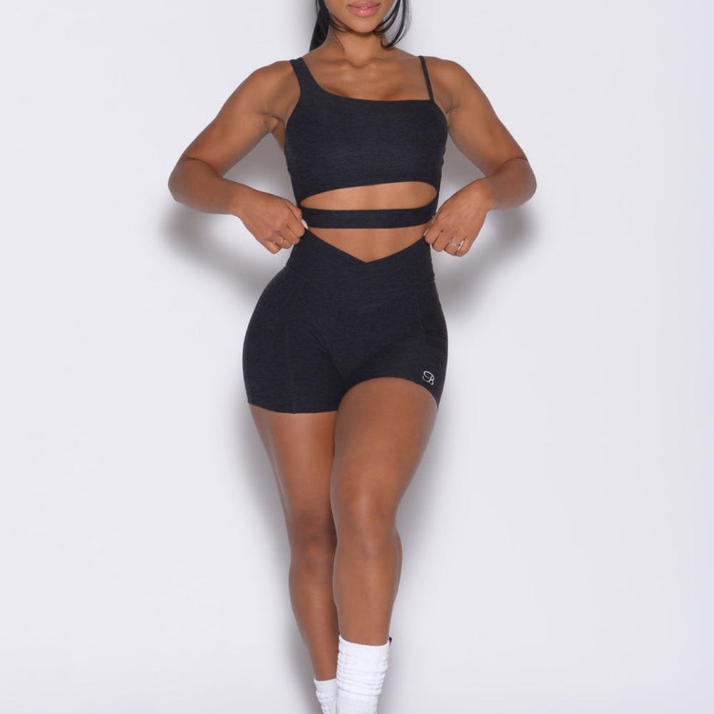 Bombshell Sportswear Black High-Waist V-Cut Bike Shorts